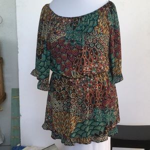 Paisley floral boho mini dress